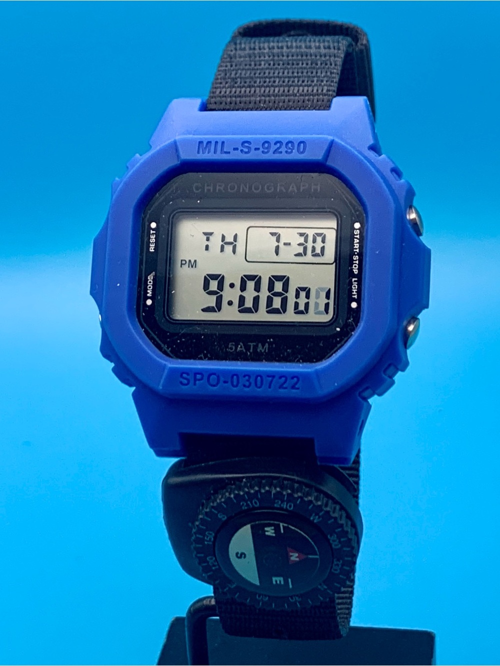 Men’s Digital Wristwatch Chrono Day Date Backlight Alarm Nylon Strap Working